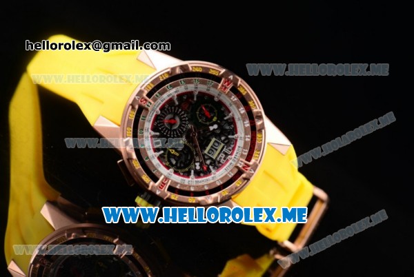 Richard Mille RM 60-01 Asia 2813 Automatic Rose Gold Case with Skeleton Dial and Yellow Rubber Strap Rose Gold Bezel (EF) - Click Image to Close